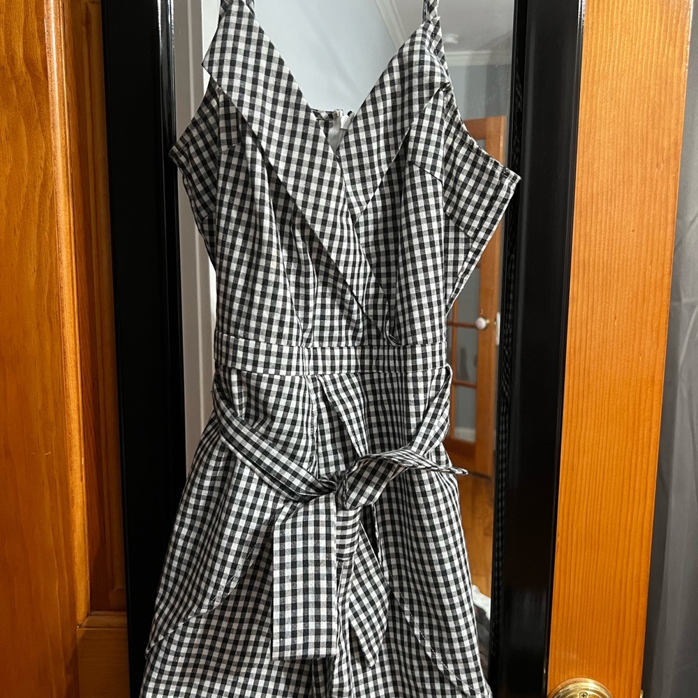 Black & white checker printed romper